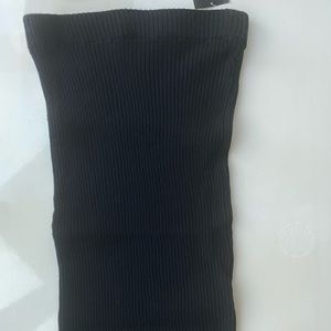 Black Ribbed Fitted Skirt